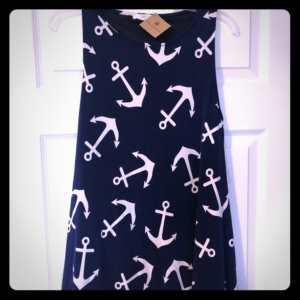 Navy Anchors print swing dress